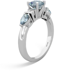 Blue Topaz 6Mm Round Eternal Embrace Engagement 14K White Gold ring R2005