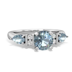 Aquamarine 6Mm Round Eternal Embrace Engagement 14K White Gold ring R2005