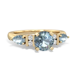 Blue Topaz 6Mm Round Eternal Embrace Engagement 14K Yellow Gold ring R2005