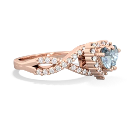 Aquamarine Diamond Twist 'One Heart' 14K Rose Gold ring R2640HRT