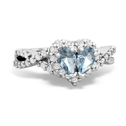 Aquamarine Diamond Twist 'One Heart' 14K White Gold ring R2640HRT