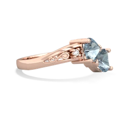 Aquamarine Snuggling Hearts 14K Rose Gold ring R2178