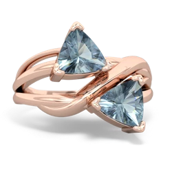 Aquamarine Split Band Swirl 14K Rose Gold ring R2341