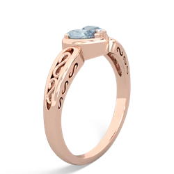 Aquamarine Filligree 'One Heart' 14K Rose Gold ring R5070