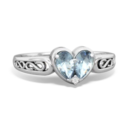 Aquamarine Filligree 'One Heart' 14K White Gold ring R5070