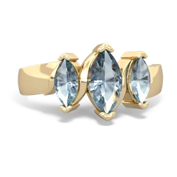 Aquamarine Three Peeks 14K Yellow Gold ring R2433