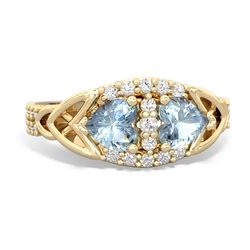 Aquamarine Sparkling Celtic Knot 14K Yellow Gold ring R2645