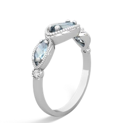 London Topaz Milgrain Marquise 14K White Gold ring R5700