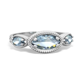 Emerald Milgrain Marquise 14K White Gold ring R5700