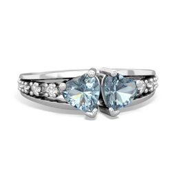 Aquamarine Heart To Heart 14K White Gold ring R3342