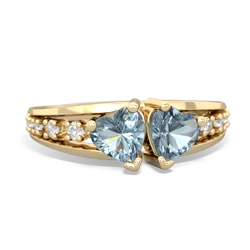 Aquamarine Heart To Heart 14K Yellow Gold ring R3342