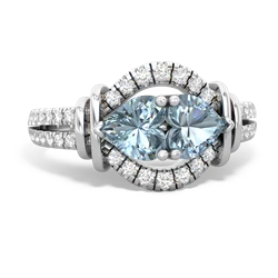 Aquamarine Art-Deco Keepsake 14K White Gold ring R5630