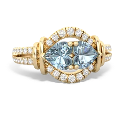 Aquamarine Art-Deco Keepsake 14K Yellow Gold ring R5630