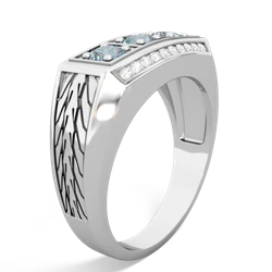 Opal Three Stone Tire Tread Men's 14K White Gold ring R0520