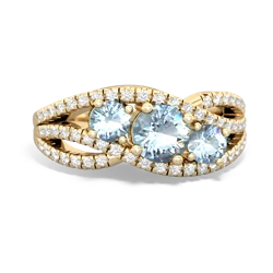 Blue Topaz Three Stone Aurora 14K Yellow Gold ring R3080