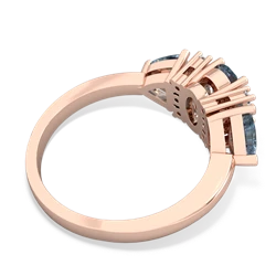 Lab Sapphire Antique Style Three Stone 14K Rose Gold ring R2186