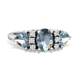 Opal Antique Style Three Stone 14K White Gold ring R2186
