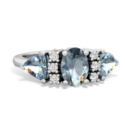 London Topaz Antique Style Three Stone 14K White Gold ring R2186