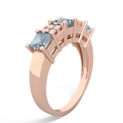 Blue Topaz Three Stone Diamond Cluster 14K Rose Gold ring R2592