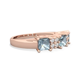 Lab Sapphire Three Stone Diamond Cluster 14K Rose Gold ring R2592