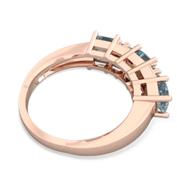 Lab Sapphire Three Stone Diamond Cluster 14K Rose Gold ring R2592