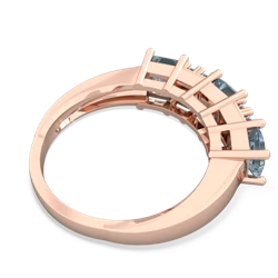 White Topaz Three Stone Diamond Cluster 14K Rose Gold ring R2592