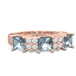 Pink Tourmaline Three Stone Diamond Cluster 14K Rose Gold ring R2592