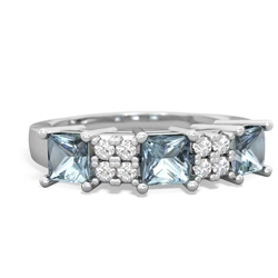 Fire Opal Three Stone Diamond Cluster 14K White Gold ring R2592