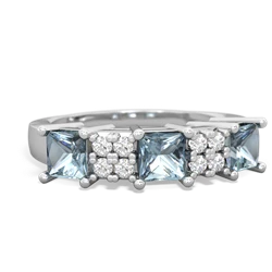 London Topaz Three Stone Diamond Cluster 14K White Gold ring R2592