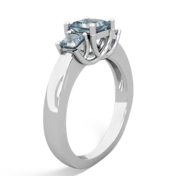 Aquamarine Three Stone Trellis 14K White Gold ring R4015