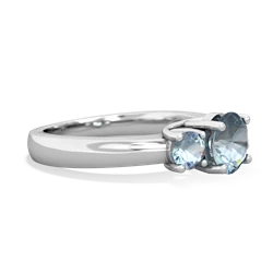 Blue Topaz Three Stone Round Trellis 14K White Gold ring R4018