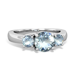 Aquamarine Three Stone Round Trellis 14K White Gold ring R4018