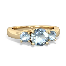 Blue Topaz Three Stone Round Trellis 14K Yellow Gold ring R4018