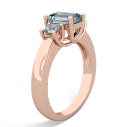 Lab Sapphire Three Stone Emerald-Cut Trellis 14K Rose Gold ring R4021