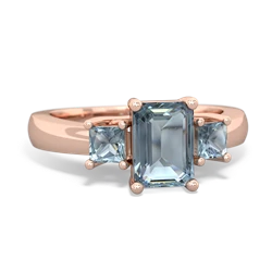 Smoky Quartz Three Stone Emerald-Cut Trellis 14K Rose Gold ring R4021