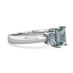 White Topaz Three Stone Emerald-Cut Trellis 14K White Gold ring R4021