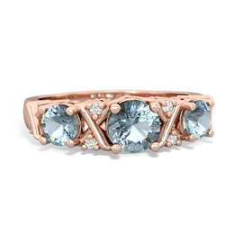 Turquoise Hugs And Kisses 14K Rose Gold ring R5016