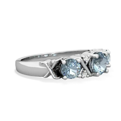 Aquamarine Hugs And Kisses 14K White Gold ring R5016