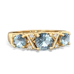 Turquoise Hugs And Kisses 14K Yellow Gold ring R5016