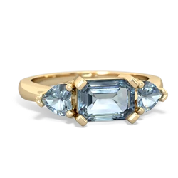 Blue Topaz Three Stone 14K Yellow Gold ring R5235