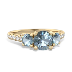 Aquamarine Pave Trellis 14K Yellow Gold ring R5500