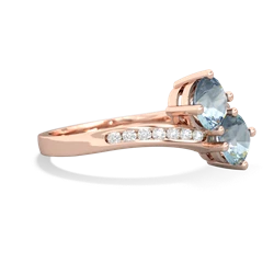 Aquamarine Channel Set Two Stone 14K Rose Gold ring R5303