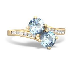 Aquamarine Channel Set Two Stone 14K Yellow Gold ring R5303