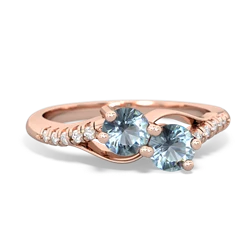 Aquamarine Infinity Pave Two Stone 14K Rose Gold ring R5285