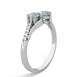 Aquamarine Infinity Pave Two Stone 14K White Gold ring R5285