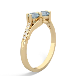 Aquamarine Infinity Pave Two Stone 14K Yellow Gold ring R5285