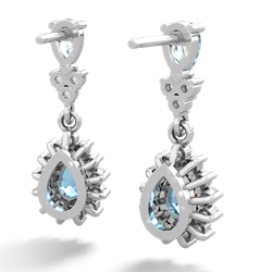 Aquamarine Halo Pear Dangle 14K White Gold earrings E1882