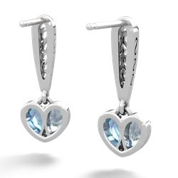 Aquamarine Filligree Heart 14K White Gold earrings E5070