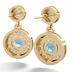 Aquamarine Halo Dangle 14K Yellow Gold earrings E5319