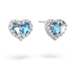 Aquamarine Halo 14K White Gold earrings E7008